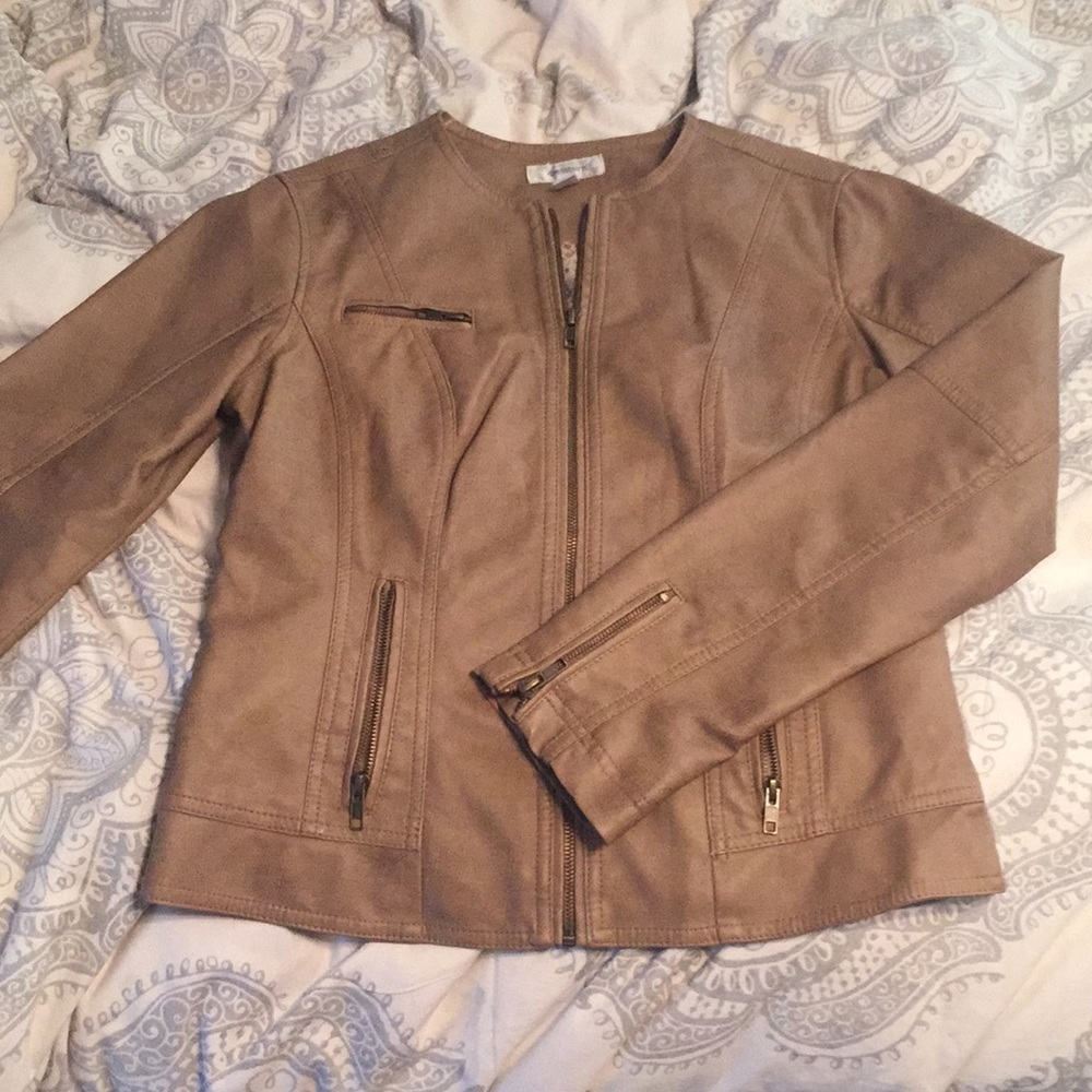 Faux tan leather jacket
